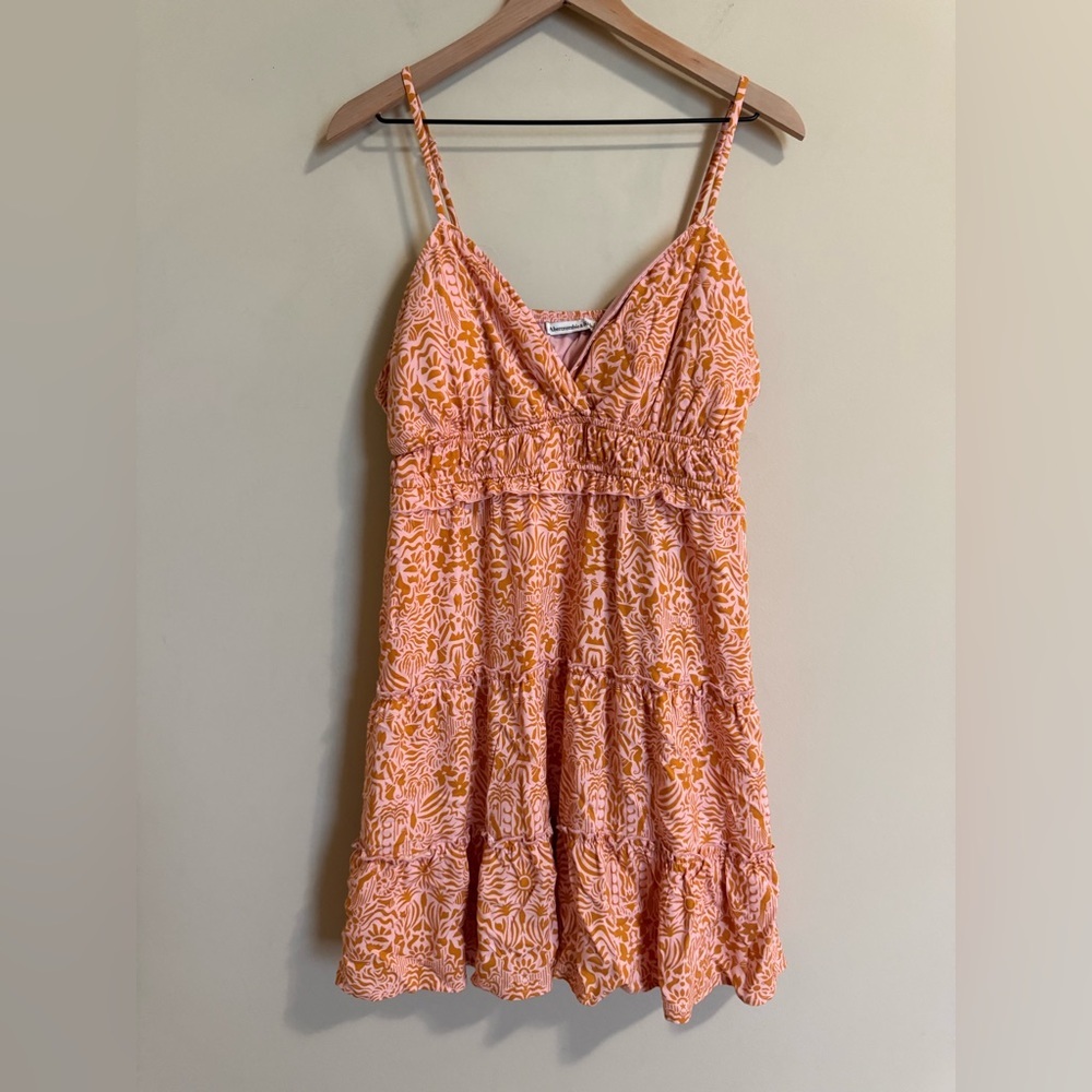 Abercrombie & Fitch Womens Floral Ruffle Mini Dress Pink Vacation Travel Spring